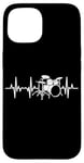 Coque pour iPhone 15 Batterie de musique ECG Heartbeat Band Drum Kit