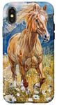 Coque pour iPhone X/XS Aquarelle Running Palamino Horse in Meadow