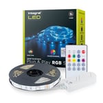 Integral Bande lumineuse RVB de 5m avec adaptateur prise UE et contrôleur IR, Plug & Play, changement de couleur, gradation avec application Bluetooth & télécommande IR - Synchronisation musique