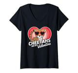 Womens Cheetahs Are My Valentine Cute Cheetah Valentines Day V-Neck T-Shirt