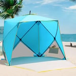 Blue Pop Up Tent Family Beach Shade Sun Outdoor Camping Fishing Garden Shelter