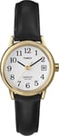 Timex T2H341 Easy Reader Montre à Quartz pour Femme avec Bracelet en Cuir Noir 25 mm