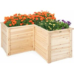 Costway - Carré Potager Jardinière en Bois de Sapin Base Ouverte en l, Jardinière Surélevée pour Légumes Fruits, pour Jardin Cour Pelouse, 120 x 120