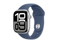 Apple Watch Series 10 (Gps) - 42 Mm - Silveraluminium - Smart Klocka Med Sportband - Fluoroelastomer - Denim - Bandstorlek: M/L - 64 Gb - Wi-Fi 4, Uwb, Bluetooth - 30 G