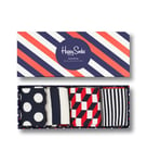 Happy Socks, 4-Pack Gift Box Crew Socks, Classic Navy Socks Gift Set for Men and Women, Size 41-46