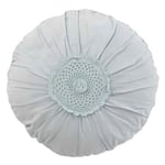 Coussin Rond Déco "Dentelle" 40cm Bleu