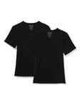 DIM T-Shirt Homme Thermorégulateur en Coton Col V DIM Sport x2, Noir, XL