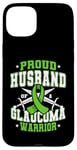 Coque pour iPhone 15 Plus Ruban vert « Proud Husband Of A Glaucome Warrior »