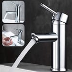 Swanew Mitigeur Lavabo avec Bec Haut à Monotrou Robinet Vasque Monocommande pour Salle de Bains Robinetterie à Poser en Laiton Chromé