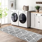 Tinyboy-hbq Tapis de Cuisine antidérapant Lavable Tapis Cuisine Long Doux Gris Tapis Cuisine Devant evier pour Chambre à Coucher couloirs Salon Cuisine (Ivoire/Gris, 80 x 150 cm)