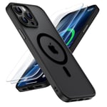 ORETECH pour Coque iPhone 12 Pro Max avec [2 Verre Trempé Protection écran] Dos Anti Rayures Coque Mag-Safe iPhone 12 Pro Max Coque Magnétique iPhone 12 Pro Max Case 6.7 Pouces - Noir