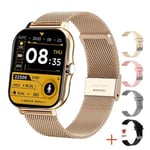 Montre Connectée Bluetooth Pour Homme Et Femme,Fitness,Appel,Montres Connectées,Étanche,Android,Ios,2023 - Type Mesh Gold #B