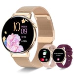 Montre Connectée Femme avec Appel Bluetooth, 1.32'' Smartwatch Bracelet Montre Connectée avec Fréquence Cardiaque SpO2 Pression artérielle Sommeil Podometre, Montre Podometre pour Android iOS