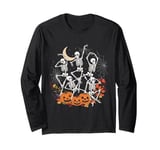 Halloween Pumpkin Jack Dancing Skeleton Dance Under the Moon Long Sleeve T-Shirt