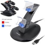 INSTEN® Socle Dock Chargeur Station d'accueil de Charge Recharge Chargement par port USB + Câble Noir Pour 2 Manettes / Pads Sony PS