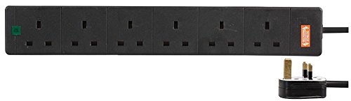 pro-elec 1 m 6 Socket Surge Protected Extension Lead - Black