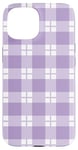 iPhone 15 Purple White Checkered Plaid Flannel Gingham Pattern Checker Case