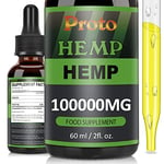 ProtoHemp Premium Natural Oil 100000MG, High Strength Oil, Add Fatty Acid-Omega 3-6-9, Vitamin C-E, 60ML