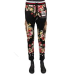 DOLCE & GABBANA x DJ KHALED Lion Flowers Printed Jogger Trousers Black Red 11364