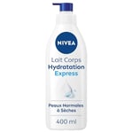 NIVEA Lait corps Hydratation Express 72h (1 x 400 ml) — Lait hydratant à l'Acide Hyaluronique pur — Soin pour le corps hydratant rapide — Sérum nourrissant peaux normales