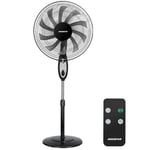 Blendend Ventilateur sur pied à 10 pales avec télécommande, permettant de régler la vitesse et la direction du flux d'air depuis n'importe quelle partie de la pièce.