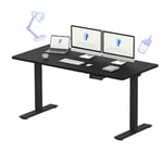 FLEXISPOT Bureau Assis Debout, 100x60 Une Pièce, 2 Moteurs Puissants, Bureau Réglable en Hauteur, Bureau Assis Debout Électrique avec Fonction Mémoire, Plateau Noir+Cadre Noir