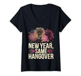 Womens Happy New Year Funny New Year Same Hangover V-Neck T-Shirt