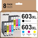 603 XL Cartouche d'encre pour Epson 603XL 603 pour Expression Home XP-2100 XP-2105 XP-2150 XP-2155 XP-3100 XP-3150 XP-3155 XP-4100 XP-4150 WF-2810 (Paquet de 8)