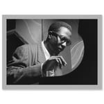 Thelonious Monk Playing Black & White Jazz Legend A4 Artwork Framed Wall Art Print