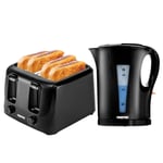 Kettle and Toaster Set Black – Geepas 1.7L Rapid Boil Kettle & 4 Slice Toaster