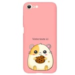 Coque rose Iphone 7 8 et SE 2020 et 2022 hamster kawaii avec votre texte