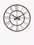 Lascelles Analogue Skeleton Roman Numeral Outdoor Wall Clock, 70cm, Copper