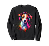 Artistic Colorful Jack Russell Terrier Headphones Dog Jacky Sweatshirt