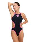 Arena Femme Biglogo One Piece Swimsuit, Black-fluo Pink, 44 EU