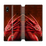 Housse Cuir Portefeuille Pour Wiko Y61 Dragon Rouge