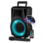 Enceinte Active - FestiSound FESTI08 - 8" 20CM - 200W - Batterie - Effet RING LED - USB SD Bluetooth TWS - Micro VHF - OVNI