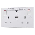 BG 2 Gang Square Edged WiFi Extender Socket with USB