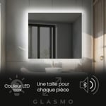 Miroir led Lumineux 120x90 cm Ellie - Horizontal Rectangulaire de Salle de Bain Mural avec éclairage Blanc Froid 7000K avec Haut Parleur