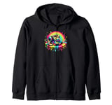 Dripping Paint Art Vintage Telephone Landline Dial Zip Hoodie