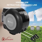 Vinsani Retractable Washing Line with Twin Cable 30m of Drying Space Full Grey