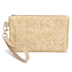 Wristlet Clutch Väska Flätad beige