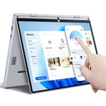 11.6"PC Portable Intel+256Go+Windows11+Wi-Fi+Bluetooth+écran tactile+rotation 360°Ordinateur portable Tablette PC 2 en 1 Argent