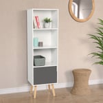 Bibliothèque étagère EMMIE scandinave blanc et gris