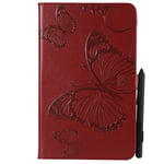 JIan Ying Samsung Galaxy Tab A 10.1 SM-T580 T585 Tough Case Auto Wake/Sleep Smart Protective Cover Premium Leather Stand Folio Ultra Slim Lightweight Protector Red butterfly