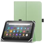 HoYiXi Étui Universel pour 7-8 Pouces Tablette Fire HD 8/HD 8 Plus avec Bande de Fixation en Silicone Réglable Support Folio et Dragonne pour 7"-8" Samsung Android Tablette-Vert