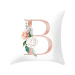 jieGorge Letter Pillow Alphabet Cushion Cover for Sofa Home Decoration Flower Pillowcase, Pillow Case for Easter Day (B)