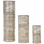 Beliani - Lot de 3 bougeoirs en Bois Gris de Tailles Différentes Décoratif De Style Rustique ou Boho pour Salle de Vie