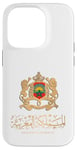 Coque pour iPhone 14 Pro Emblème doré du Royaume du Maroc avec drapeau du Maroc