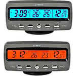 4 i 1 Bil Auto LCD Spänning Temperatur Detektor Digital Display Termometer Kontroll Alarm Klocka