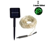 Outdoor Led Solar Lights Waterfall String Fairy Icicle Party I Green 100led